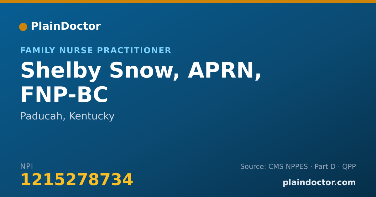 Shareable card for Shelby Snow, APRN, FNP-BC - Family Nurse Practitioner, Paducah, KY