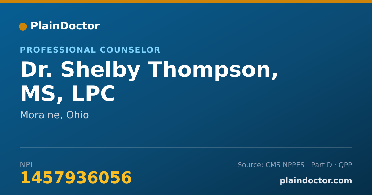 Shareable card for Shelby Thompson, MS, LPC - Professional Counselor, Moraine, OH