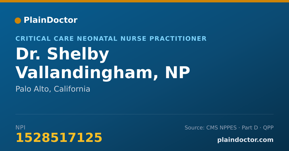 Shareable card for Shelby Vallandingham, NP - Critical Care Neonatal Nurse Practitioner, Palo Alto, CA