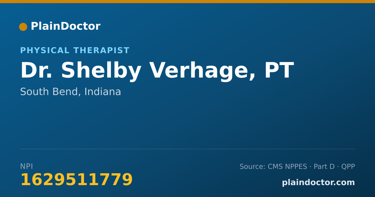 Shareable card for Shelby Verhage, PT - Physical Therapist, South Bend, IN