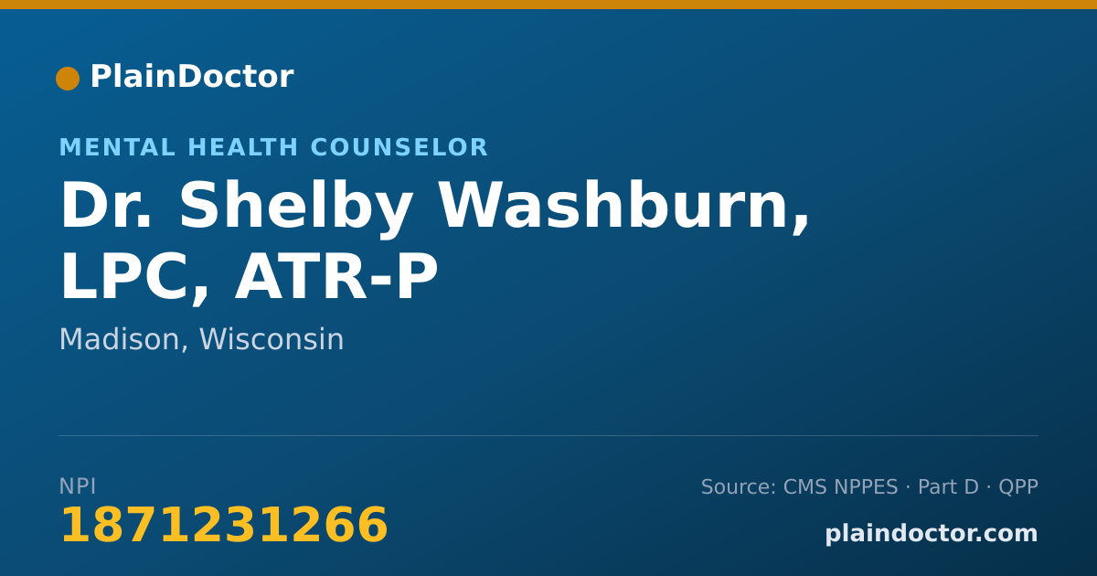 Shareable card for Shelby Washburn, LPC, ATR-P - Mental Health Counselor, Madison, WI