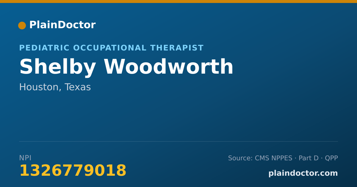Shareable card for Shelby Woodworth - Pediatric Occupational Therapist, Houston, TX