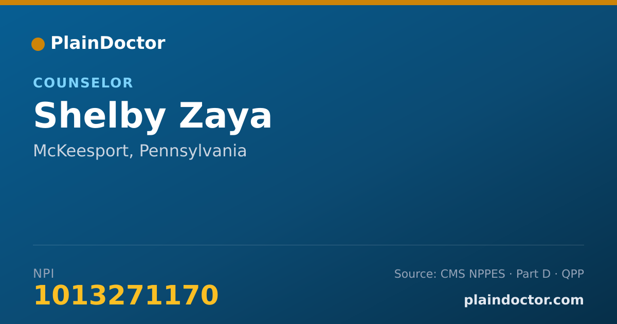 Shareable card for Shelby Zaya - Counselor, McKeesport, PA