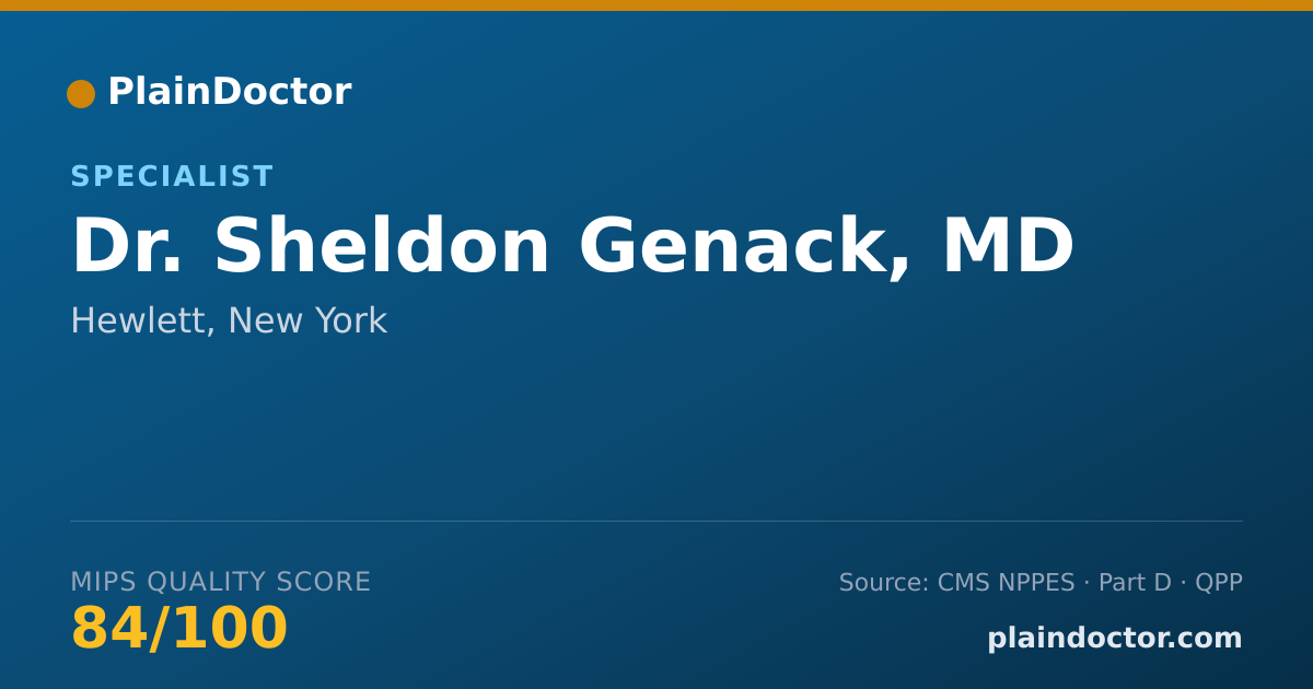 Shareable card for Sheldon Genack, MD - Specialist, Hewlett, NY