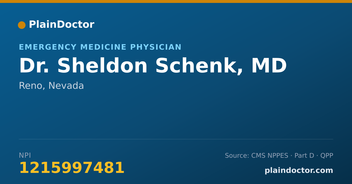 Shareable card for Sheldon Schenk, MD - Emergency Medical Services (Emergency Medicine) Physician, Reno, NV