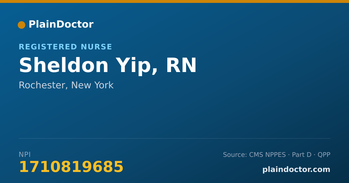 Shareable card for Sheldon Yip, RN - Registered Nurse, Rochester, NY