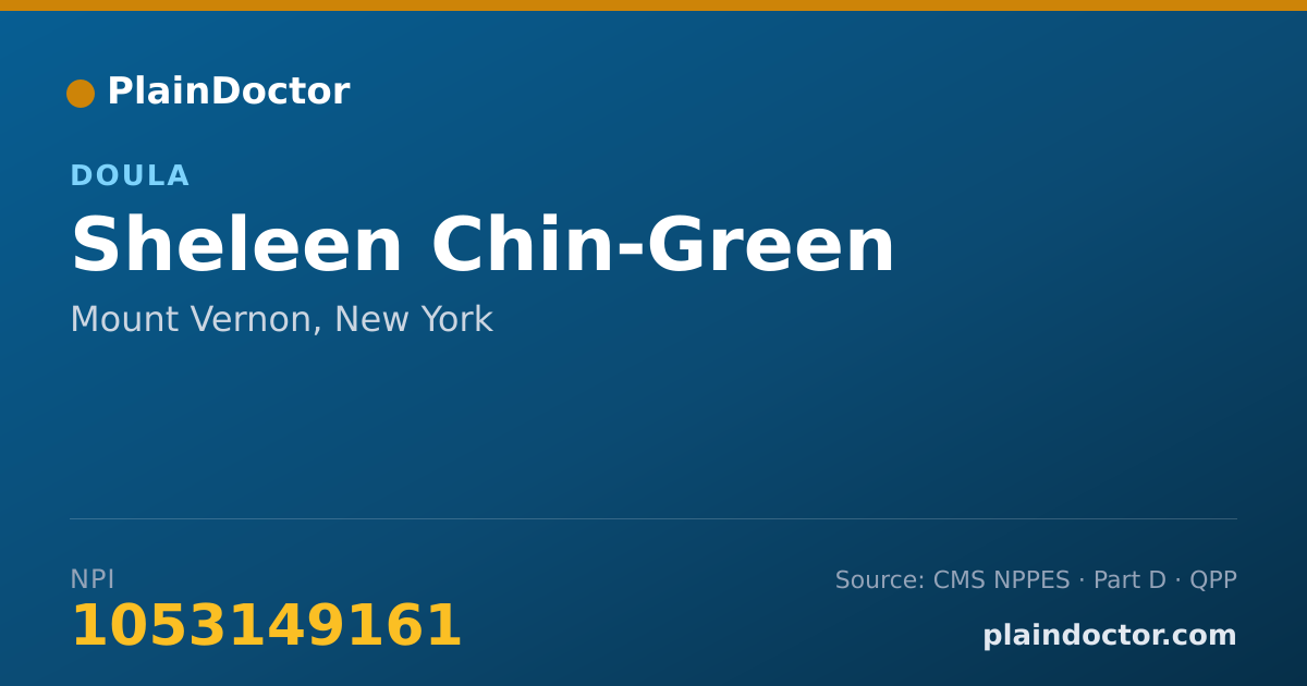 Shareable card for Sheleen Chin-Green - Doula, Mount Vernon, NY