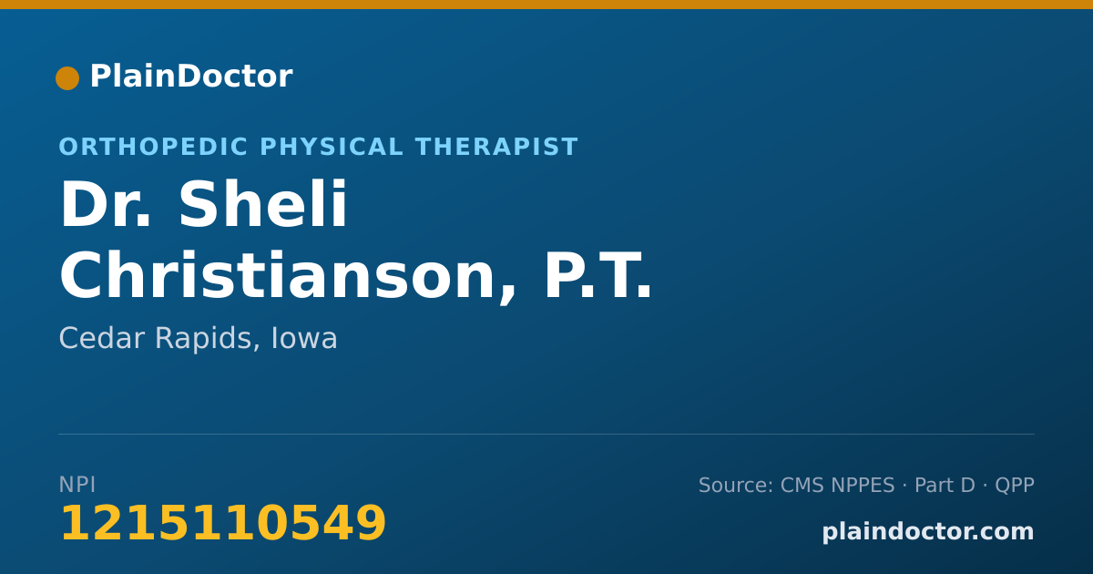 Shareable card for Sheli Christianson, P.T. - Orthopedic Physical Therapist, Cedar Rapids, IA