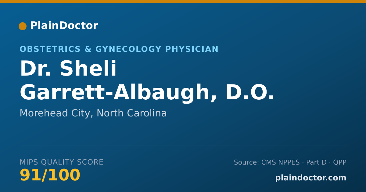 Shareable card for Sheli Garrett-Albaugh, D.O. - Obstetrics & Gynecology Physician, Morehead City, NC