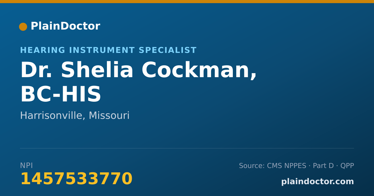 Shareable card for Shelia Cockman, BC-HIS - Hearing Instrument Specialist, Harrisonville, MO