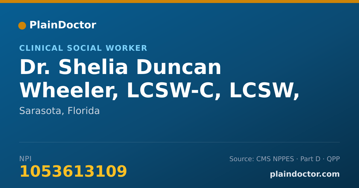 Shareable card for Shelia Duncan Wheeler, LCSW-C, LCSW, LICSW - Clinical Social Worker, Sarasota, FL