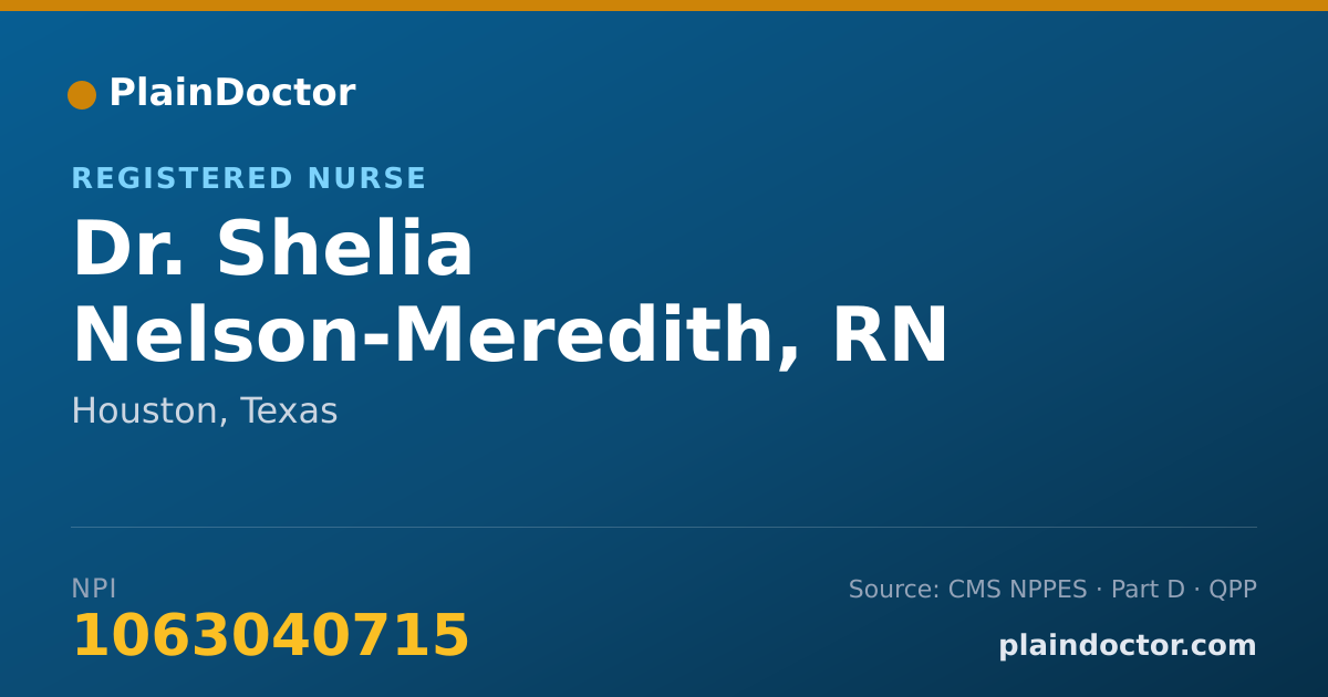 Shareable card for Shelia Nelson-Meredith, RN - Registered Nurse, Houston, TX