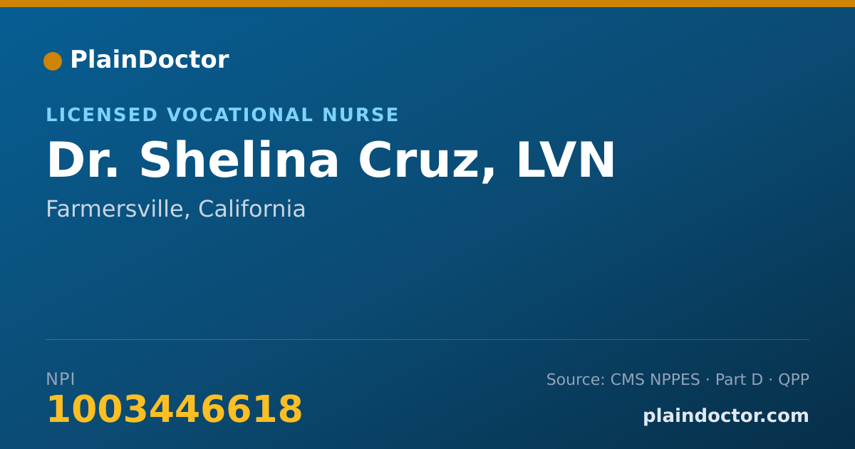 Shareable card for Shelina Cruz, LVN - Licensed Vocational Nurse, Farmersville, CA