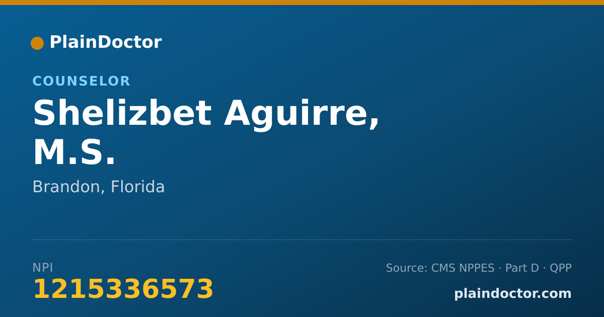 Shareable card for Shelizbet Aguirre, M.S. - Counselor, Brandon, FL