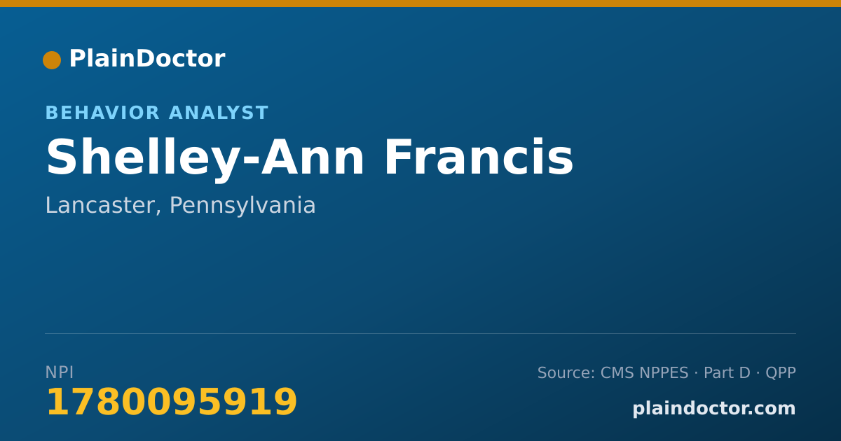 Shareable card for Shelley-Ann Francis - Behavior Analyst, Lancaster, PA