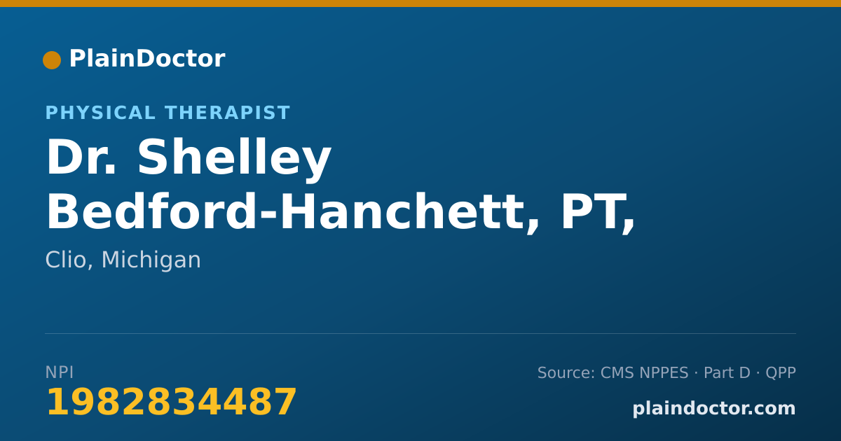 Shareable card for Shelley Bedford-Hanchett, PT, CHT - Physical Therapist, Clio, MI