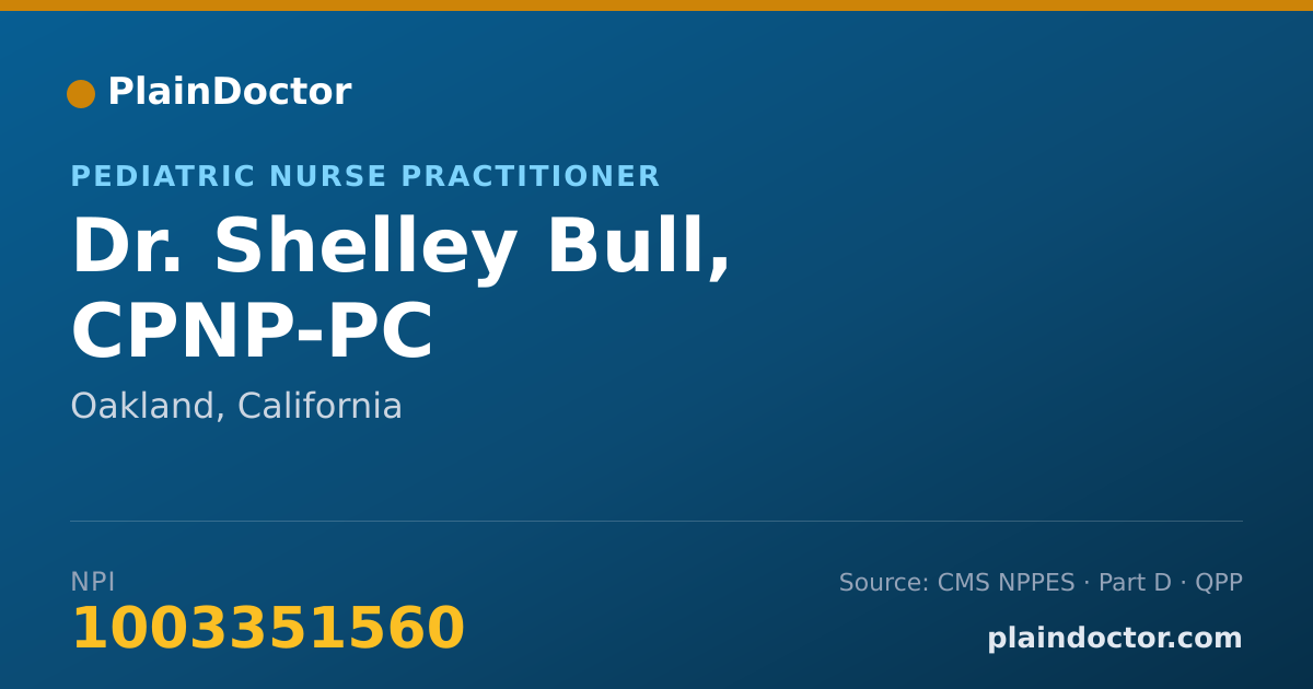 Shareable card for Shelley Bull, CPNP-PC - Pediatric Nurse Practitioner, Oakland, CA