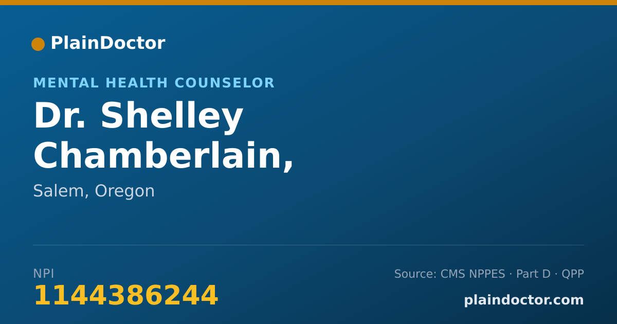 Shareable card for Shelley Chamberlain, MA,CADCI,QMHP - Mental Health Counselor, Salem, OR