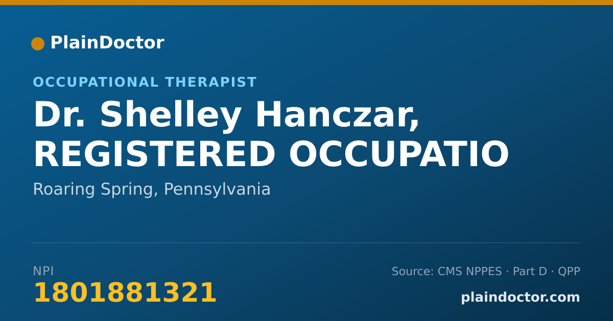 Shareable card for Shelley Hanczar, REGISTERED OCCUPATIO - Occupational Therapist, Roaring Spring, PA