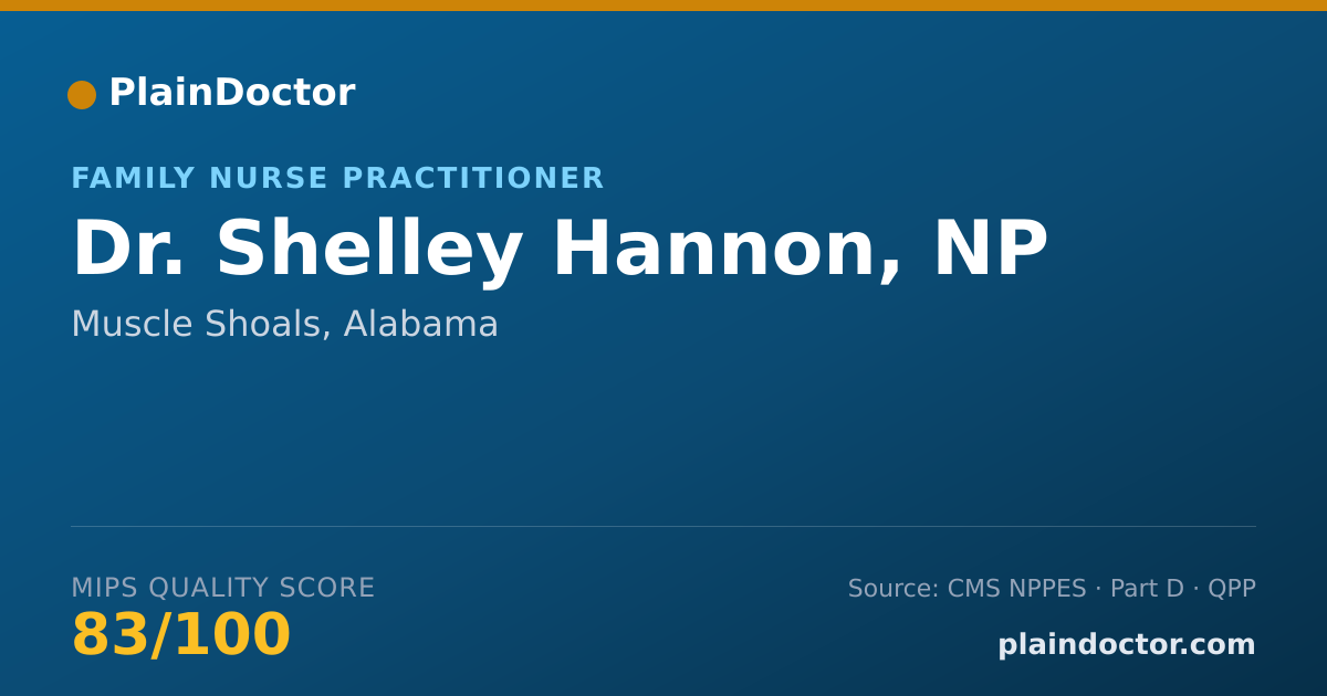 Shareable card for Shelley Hannon, NP - Family Nurse Practitioner, Muscle Shoals, AL