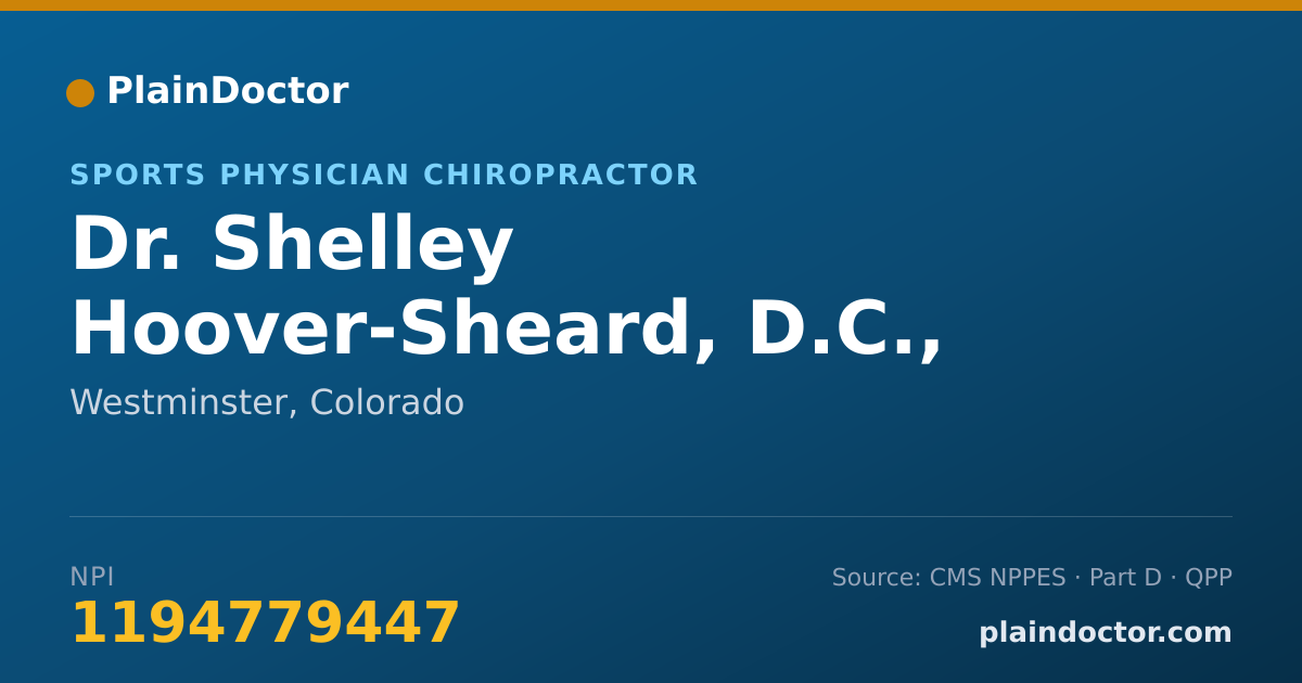 Shareable card for Shelley Hoover-Sheard, D.C., DACBSP - Sports Physician Chiropractor, Westminster, CO