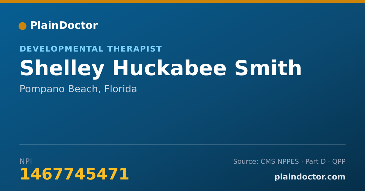 Shareable card for Shelley Huckabee Smith - Developmental Therapist, Pompano Beach, FL