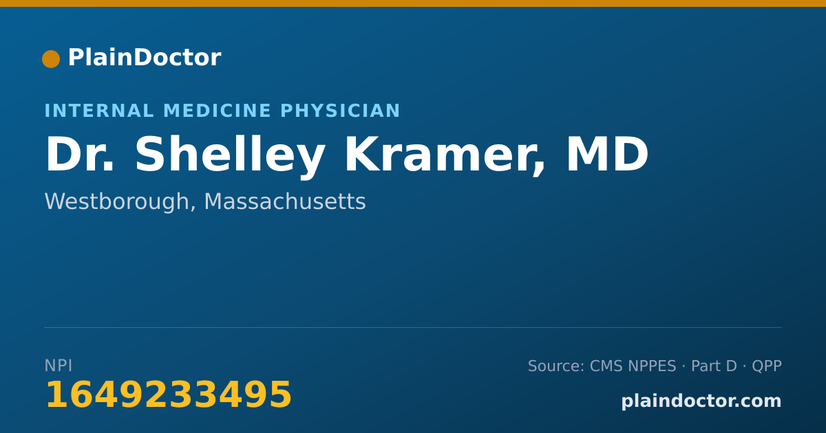 Shareable card for Shelley Kramer, MD - Internal Medicine Physician, Westborough, MA