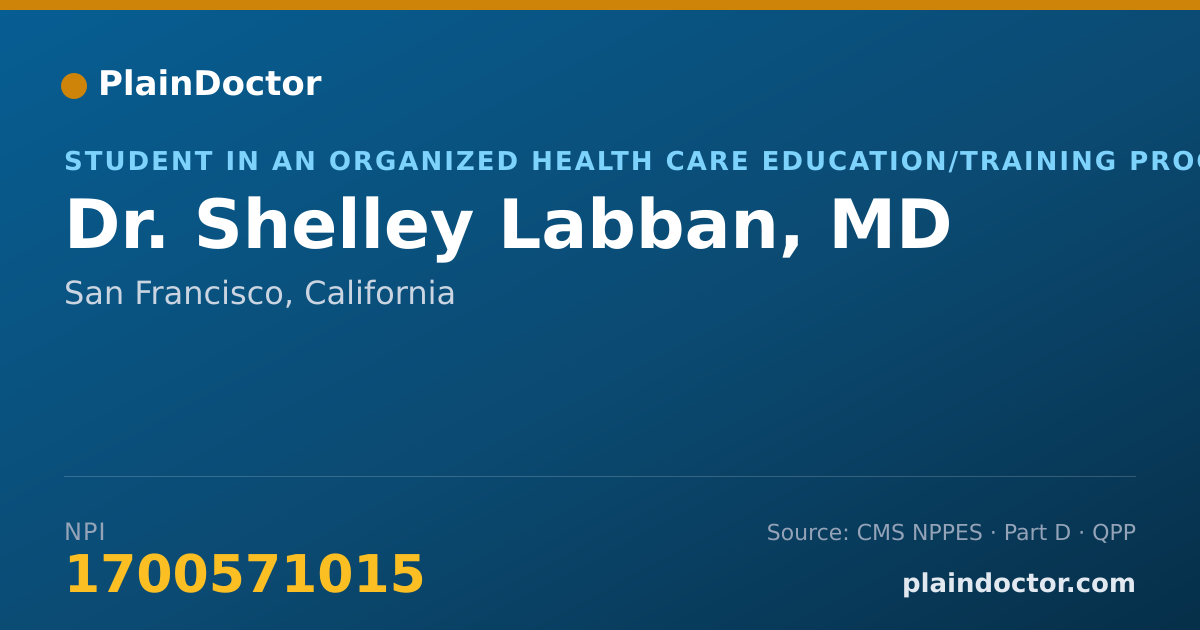 Shareable card for Shelley Labban, MD - Student in an Organized Health Care Education/Training Program, San Francisco, CA