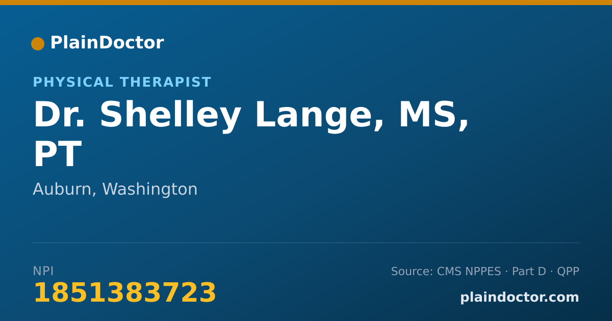 Shareable card for Shelley Lange, MS, PT - Physical Therapist, Auburn, WA