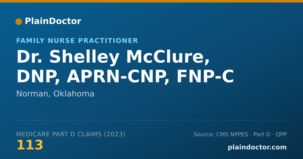 Shareable card for Shelley McClure, DNP, APRN-CNP, FNP-C - Family Nurse Practitioner, Norman, OK