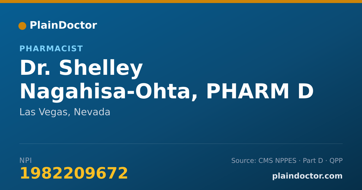 Shareable card for Shelley Nagahisa-Ohta, PHARM D - Pharmacist, Las Vegas, NV