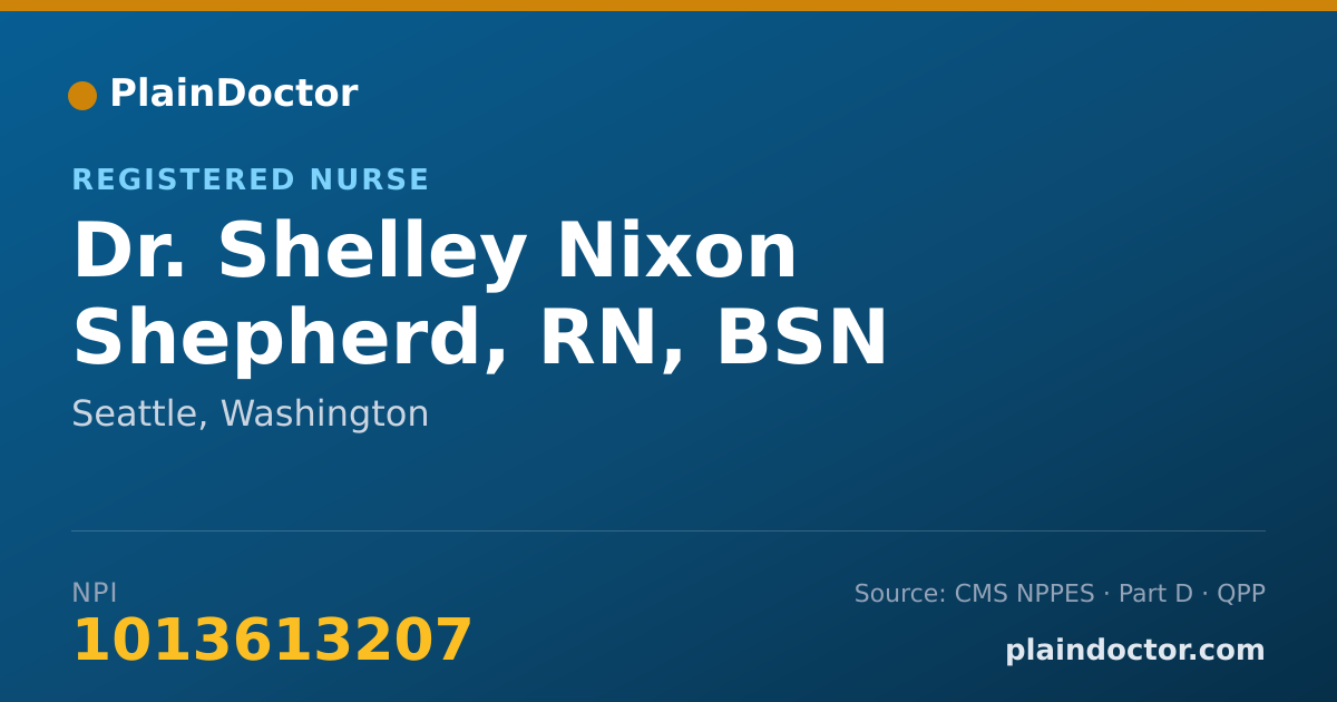 Shareable card for Shelley Nixon Shepherd, RN, BSN - Registered Nurse, Seattle, WA