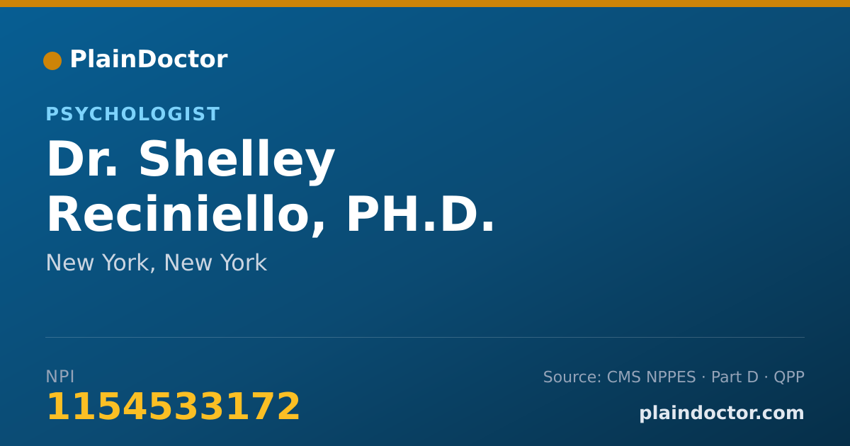 Shareable card for Shelley Reciniello, PH.D. - Psychologist, New York, NY