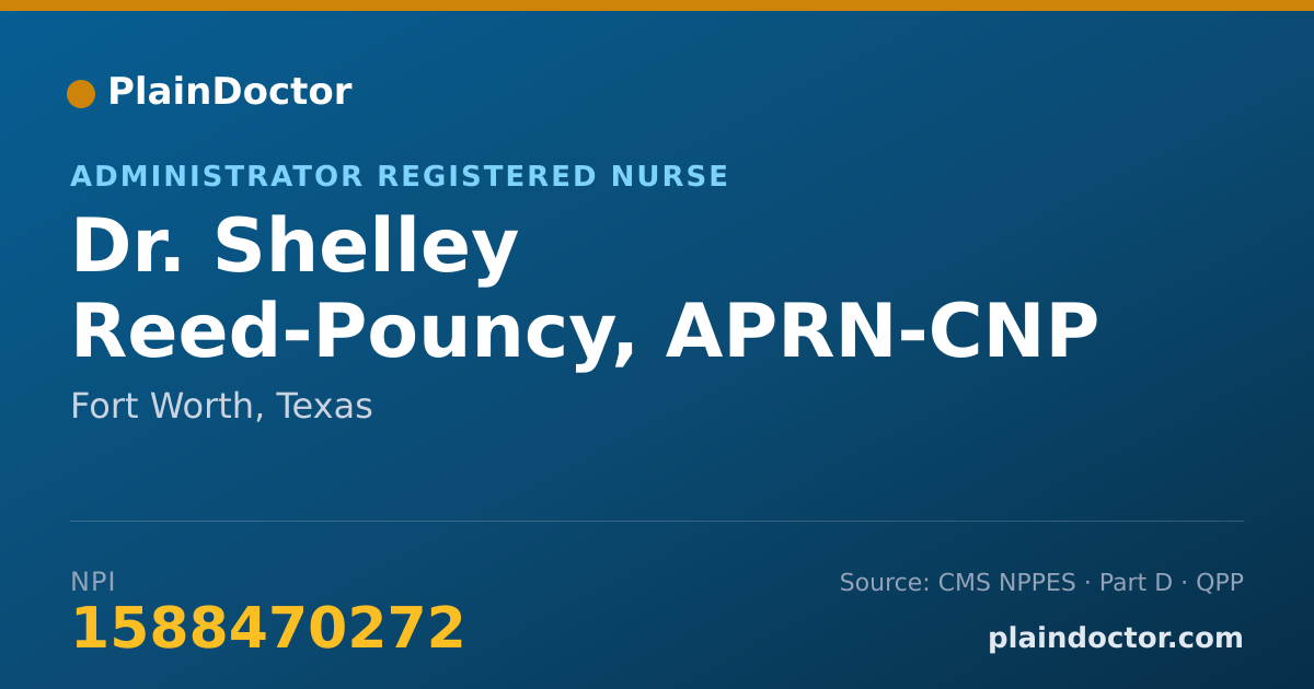 Shareable card for Shelley Reed-Pouncy, APRN-CNP - Administrator Registered Nurse, Fort Worth, TX