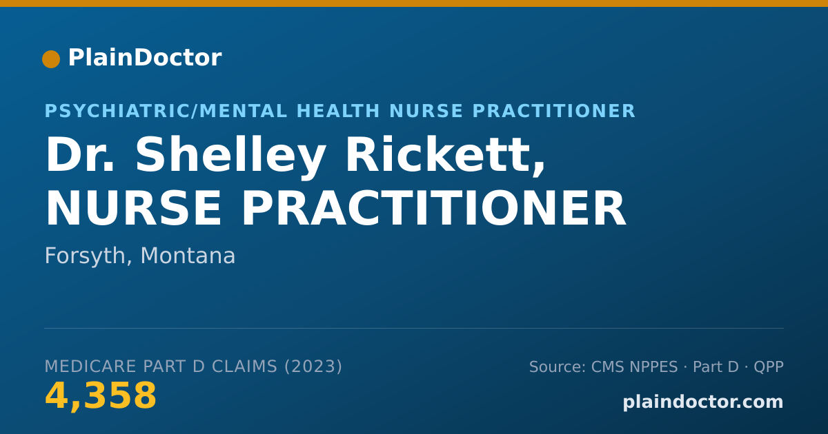Shareable card for Shelley Rickett, NURSE PRACTITIONER - Psychiatric/Mental Health Nurse Practitioner, Forsyth, MT