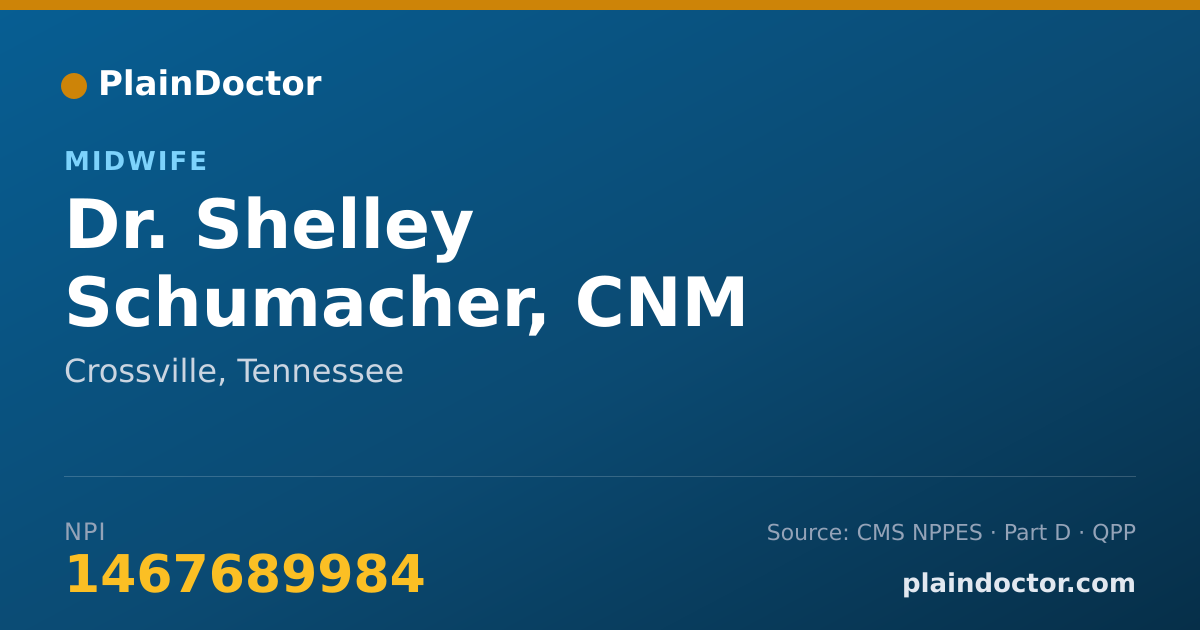 Shareable card for Shelley Schumacher, CNM - Midwife, Crossville, TN