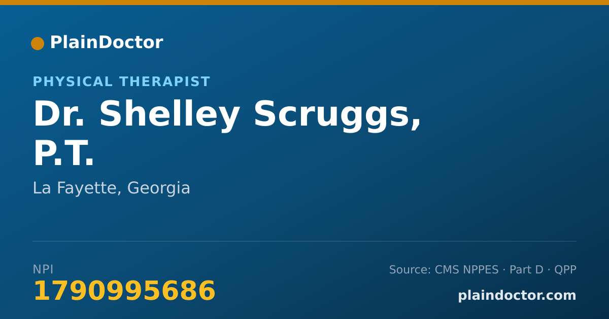 Shareable card for Shelley Scruggs, P.T. - Physical Therapist, La Fayette, GA
