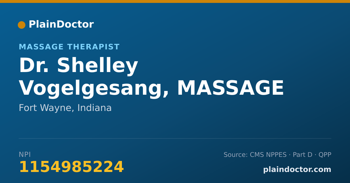 Shareable card for Shelley Vogelgesang, MASSAGE THERAPIST - Massage Therapist, Fort Wayne, IN