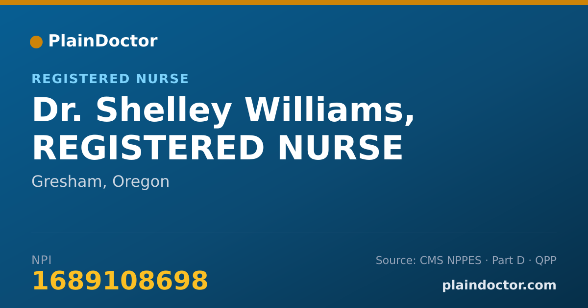 Shareable card for Shelley Williams, REGISTERED NURSE - Registered Nurse, Gresham, OR