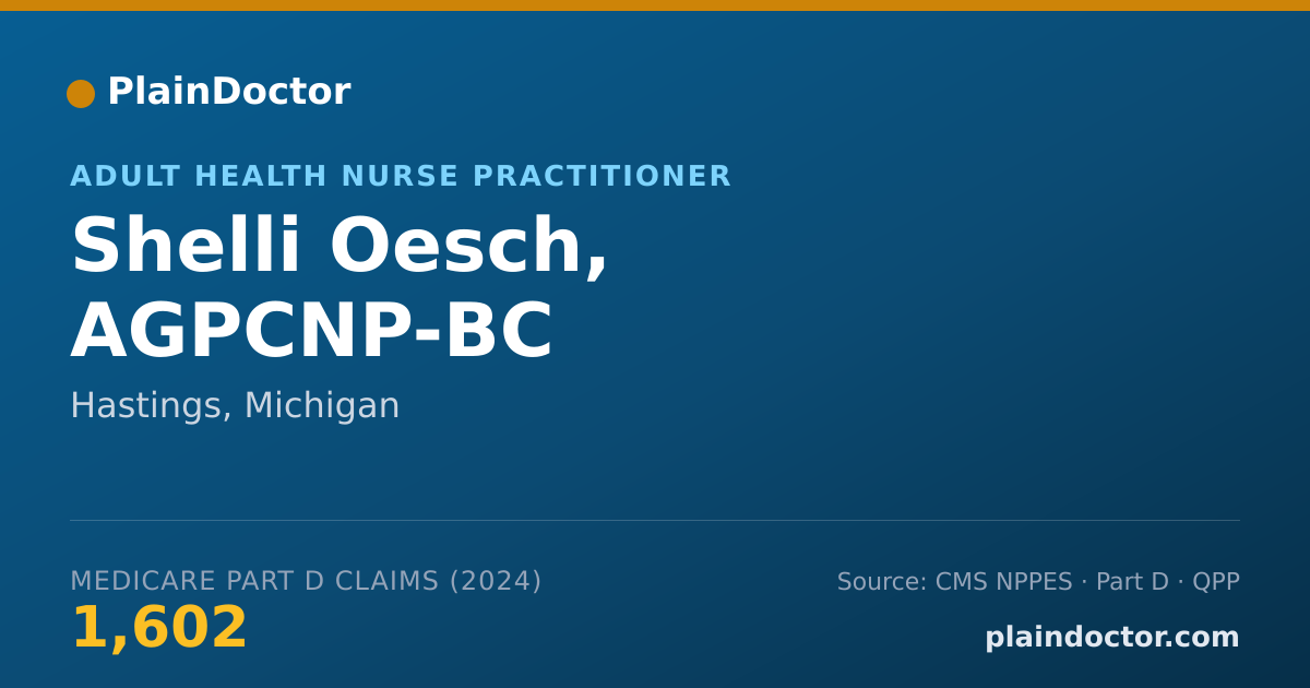 Shareable card for Shelli Oesch, AGPCNP-BC - Adult Health Nurse Practitioner, Hastings, MI