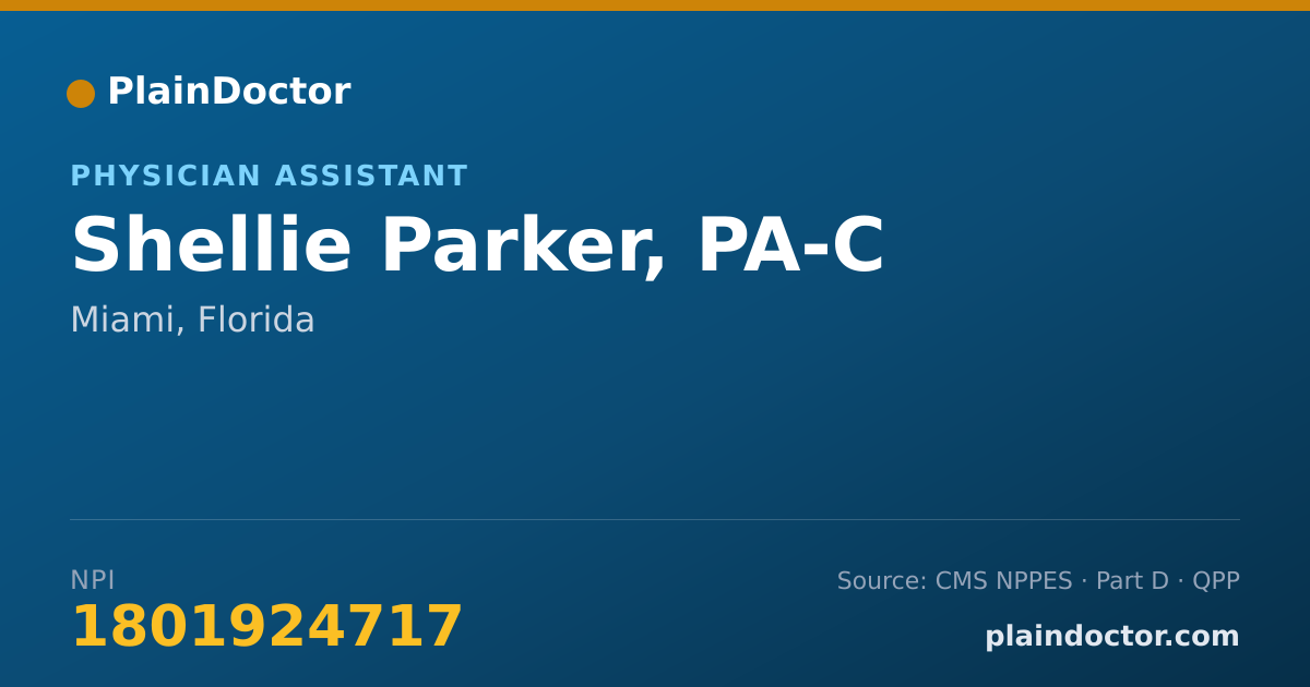 Shareable card for Shellie Parker, PA-C - Physician Assistant, Miami, FL