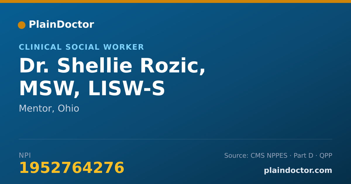 Shareable card for Shellie Rozic, MSW, LISW-S - Clinical Social Worker, Mentor, OH