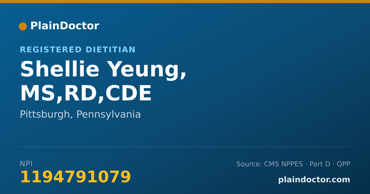 Shareable card for Shellie Yeung, MS,RD,CDE - Registered Dietitian, Pittsburgh, PA