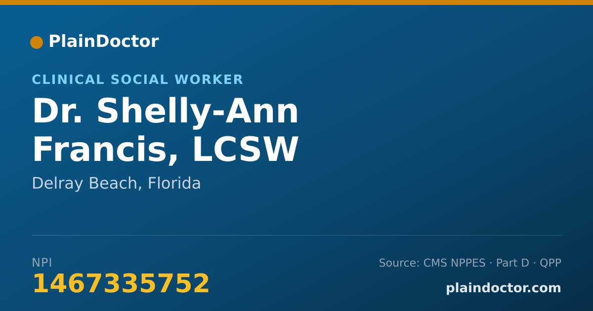 Shareable card for Shelly-Ann Francis, LCSW - Clinical Social Worker, Delray Beach, FL