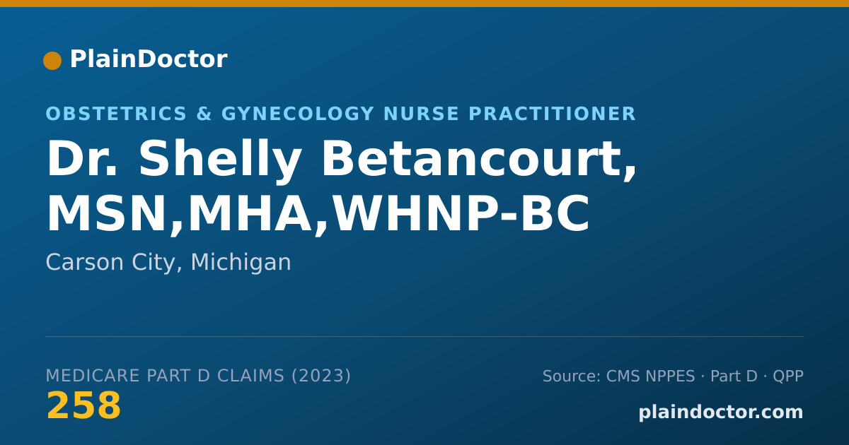 Shareable card for Shelly Betancourt, MSN,MHA,WHNP-BC - Obstetrics & Gynecology Nurse Practitioner, Carson City, MI