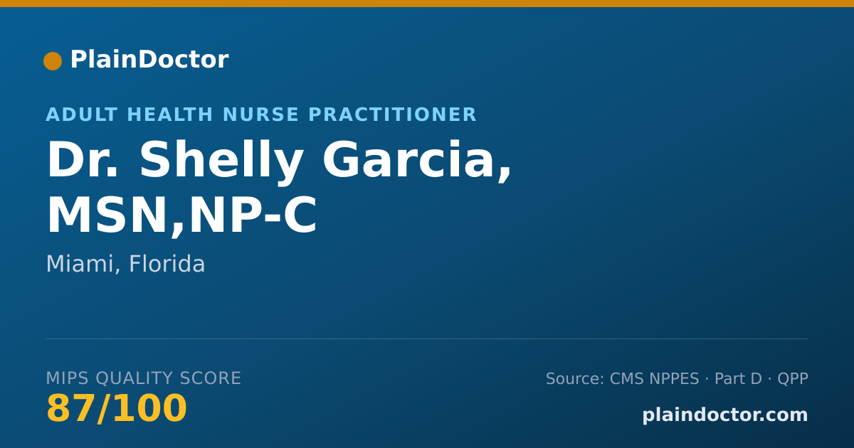 Shareable card for Shelly Garcia, MSN,NP-C - Adult Health Nurse Practitioner, Miami, FL