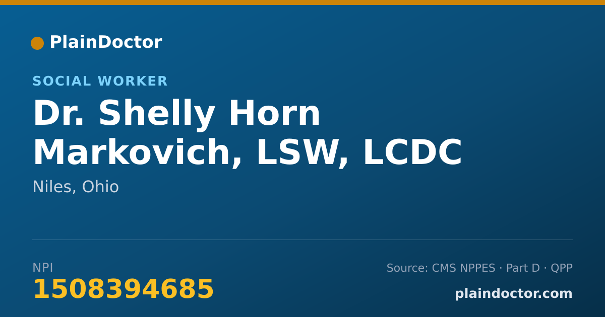 Shareable card for Shelly Horn Markovich, LSW, LCDC III - Social Worker, Niles, OH
