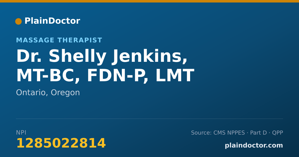 Shareable card for Shelly Jenkins, MT-BC, FDN-P, LMT - Massage Therapist, Ontario, OR