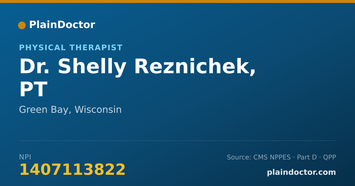 Shareable card for Shelly Reznichek, PT - Physical Therapist, Green Bay, WI
