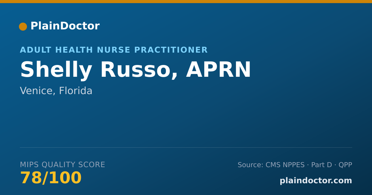 Shareable card for Shelly Russo, APRN - Adult Health Nurse Practitioner, Venice, FL